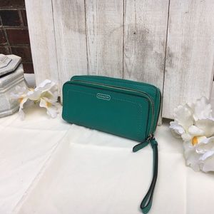 Turquoise COACH Wristlet